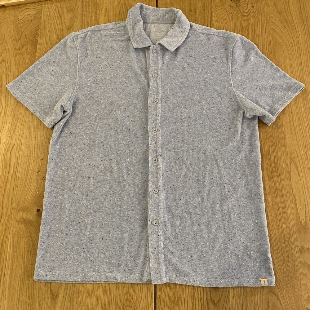 The Normal Brand Terry cloth Button Down Shirt Men's Large Blue Heather